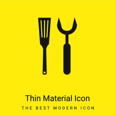 Barbacue Utensils minimal parlak sarı malzeme simgesi