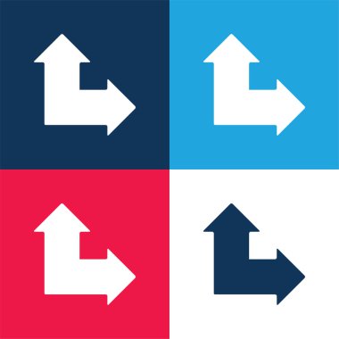 Oklar Açı Yukarı ve Sağ Mavi ve Kırmızı Dört Renk Minimum Simgesi