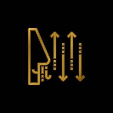 Altın kaplama metalik simge veya logo vektörü solunuyor