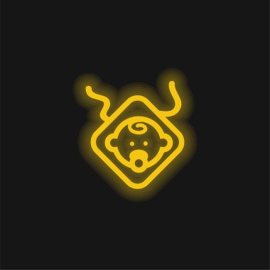 Emzik İşaretli Bebek Ve Sarı Parlak Neon Simgesi