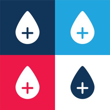 Kan Düşürme Mavi ve kırmızı En düşük simge seti