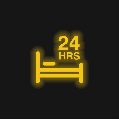 24 Saat Yatakta Yeniden Oluşturma Sarı Parlak Neon simgesi