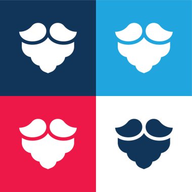 Sakal mavi ve kırmızı dört renk minimal simge kümesi