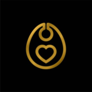 Altın kaplama metal ikonu veya logo vektörü olan bebek önlüğü