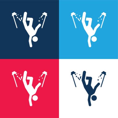 Break Dance blue and red four color minimal icon set clipart