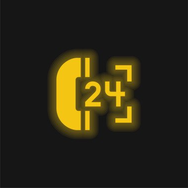 24 Saat Destekleyici Sarı Parlak Neon simgesi