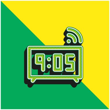 Alarm Green and yellow modern 3d vector icon logo clipart