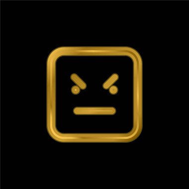 Kötü Duygu Simgesi Yüzü Altın Kaplama Metal Simge veya logo Vektörü