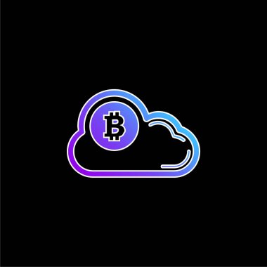 Bulut mavi gradyan vektör simgesi üzerine Bitcoin