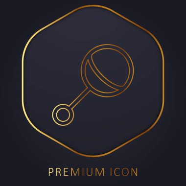 Baby Rattle golden line premium logo or icon clipart