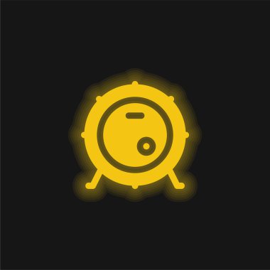 Bass Drum yellow glowing neon icon clipart