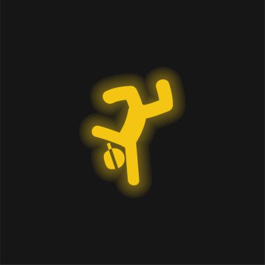 Breakdansçı sarı parlak neon simgesi