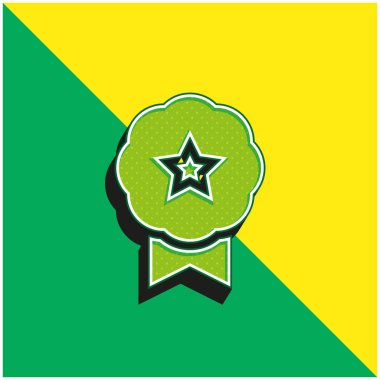 Rozet Yeşil ve Sarı Modern 3D vektör simgesi logosu