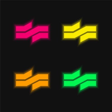 Amsterdam Metro Logosu 4 renkli neon vektör simgesi