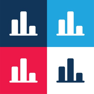 Çizelge mavi ve kırmızı dört renk minimal simge kümesi