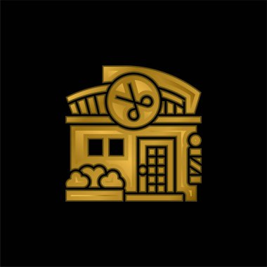 Berber Dükkanı altın kaplama metalik ikon veya logo vektörü