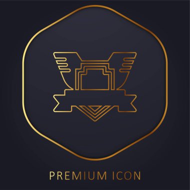 Rozet altın çizgi prim logosu veya simgesi