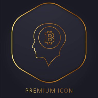 Bitcoin Sembolü Baş İçi Altın Çizgi prim logosu veya simgesi