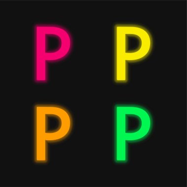 Botswana Pula Para Birimi İşaretli dört renkli neon vektör simgesi