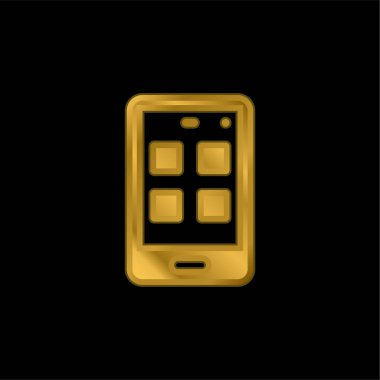 Uygulama altın kaplamalı metalik simge veya logo vektörü