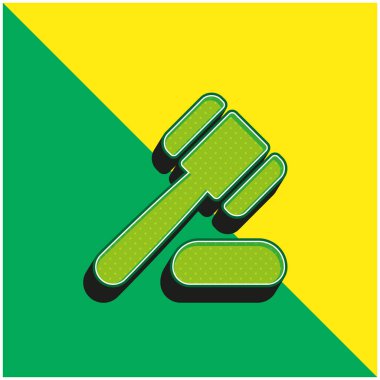 Açık Artırma Yeşil ve Sarı 3D modern vektör simgesi logosu