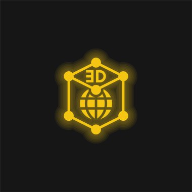 3d Grafik sarı parlak neon simgesi