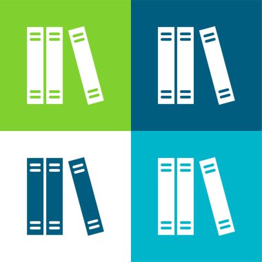 Kitaplar Düz 4 renk simgesi seti