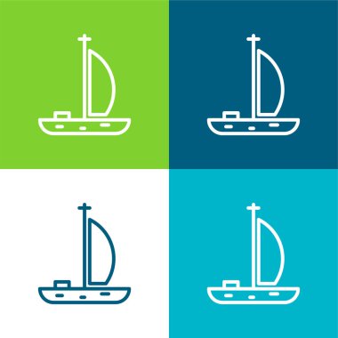 Tekne Düz 4 renk en küçük simge kümesi