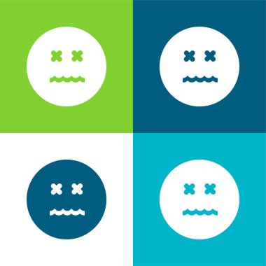 İptal Edilmiş Duygu Simgesi Yüzü Düz Dört Renk minimal simgesi