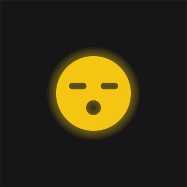 Sıkıcı yüzlü sarı parlak neon simgesi