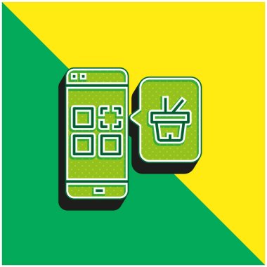 Uygulama Yeşil ve sarı modern 3d vektör simgesi logosu