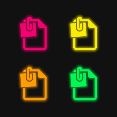 Parlayan dört renk neon vektör simgesine ekleme