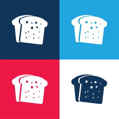 Breakfast Bread Toasts blue and red four color minimal icon set clipart