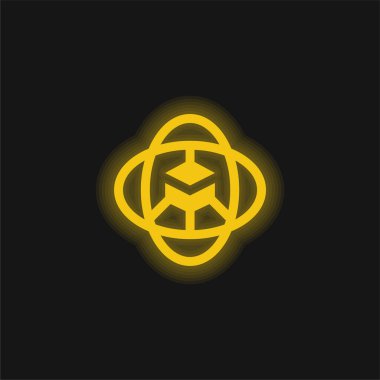 360 Derece sarı parlak neon simgesi