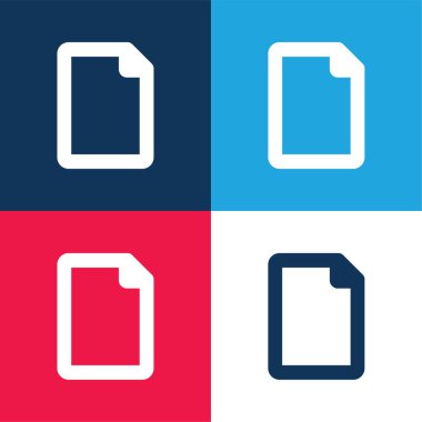 Boş Dosya mavi ve kırmızı dört renk minimal simgesi seti