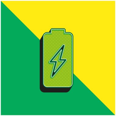Battery Green and yellow modern 3d vector icon logo clipart
