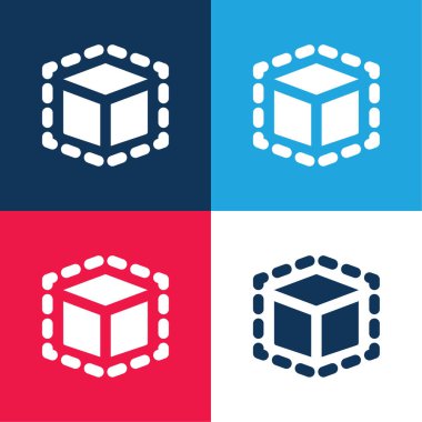 3d Modelleme Mavi ve Kırmızı Minimum Renk Simgesi