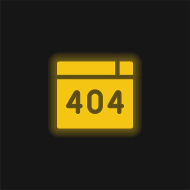 404 Hata sarı parlayan neon simgesi