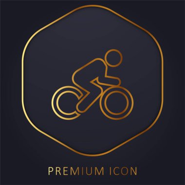 Altın çizgili bisiklet logosu veya simgesi