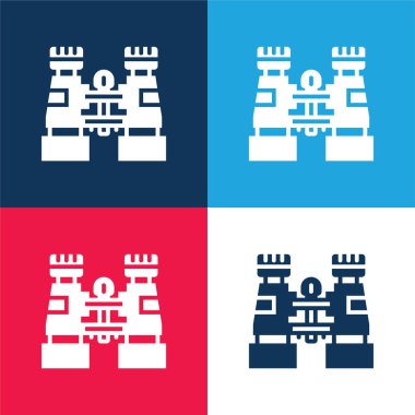 Dürbün mavi ve kırmızı dört renk minimal simge kümesi