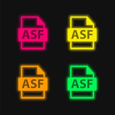 ASF Dosya Biçimi Sembolü Parlak neon vektör simgesi