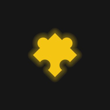 Black Puzzle Piece Rotated Shape yellow glowing neon icon clipart
