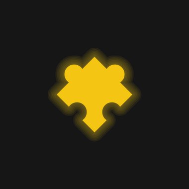 Black Puzzle Piece Rotated Shape yellow glowing neon icon clipart