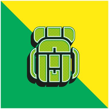 Sırt çantası yeşil ve sarı modern 3d vektör simgesi logosu