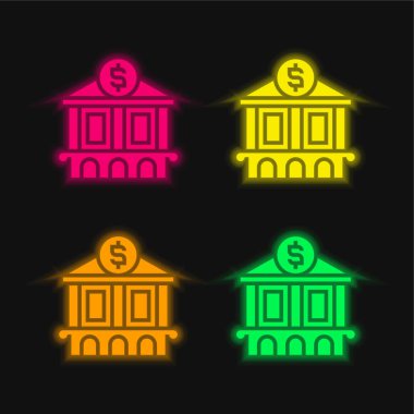 Dört renk parlayan neon vektör simgesini kaydet