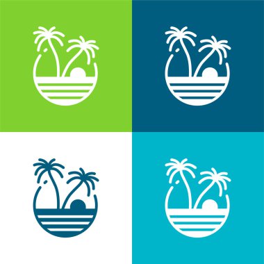 Plaj Düz Rengi En Küçük Simge Seti