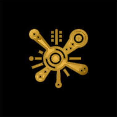 Bakteri altın kaplama metalik simge veya logo vektörü