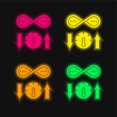 Bant genişliği dört renk parlayan neon vektör simgesi
