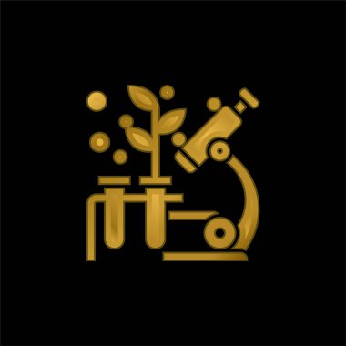 Biyolojik altın kaplama metalik simge veya logo vektörü