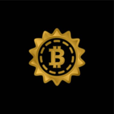 Bitcoin İndirimi Ticari Sembol Altın kaplama metalik simge veya logo vektörü